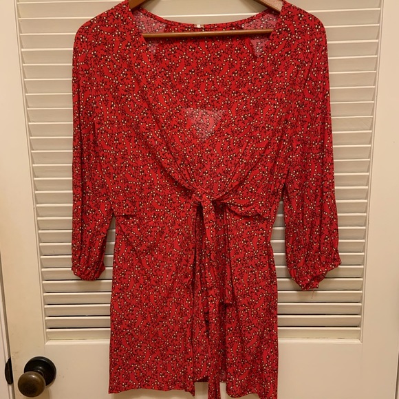 Free People Clara Tie-Front Tunic in Red - Picture 5 of 16